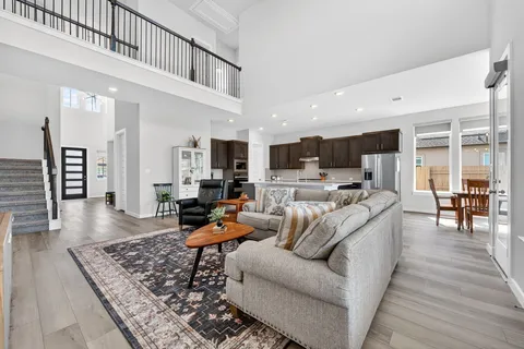 a living room with furniture and a couch