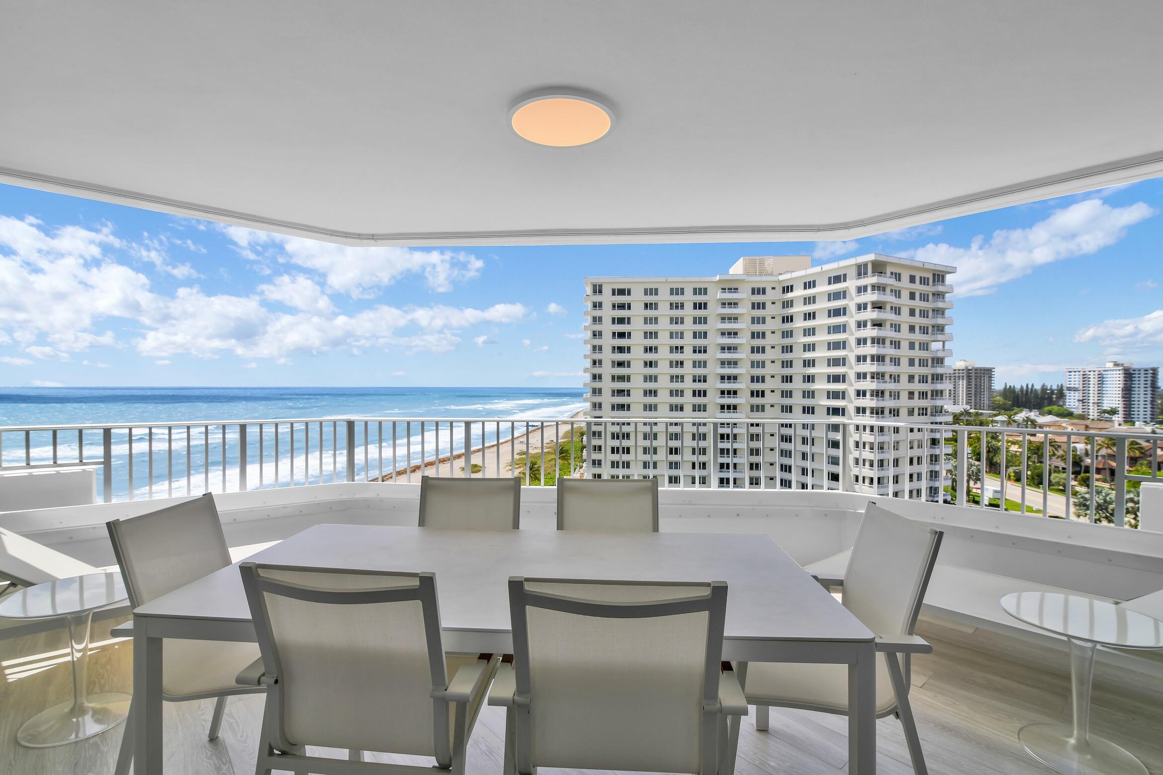550 South Ocean Boulevard, Unit 1004 Boca Raton, FL 33432 - Photo 29 of 74 a table and chairs in a balcony