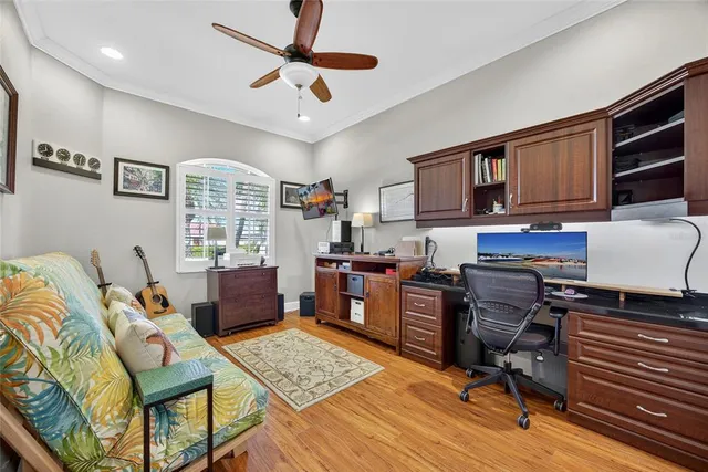 a workspace with furniture