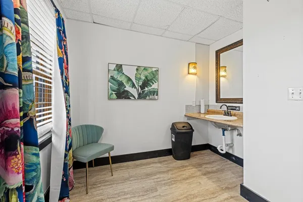a view of a livingroom with fireplace
