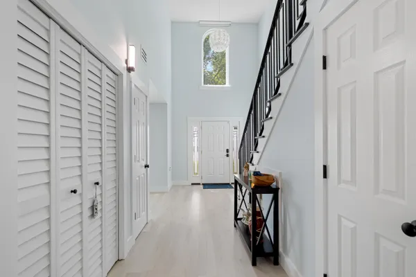 a view of hallway with stairs