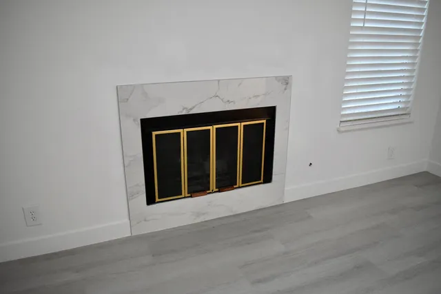 an empty room with windows