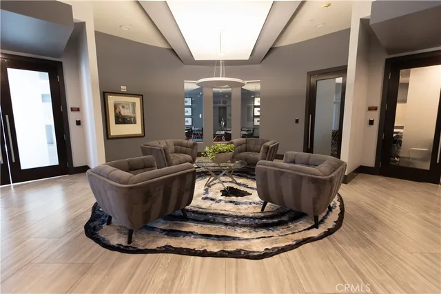 a view of a room with shelves