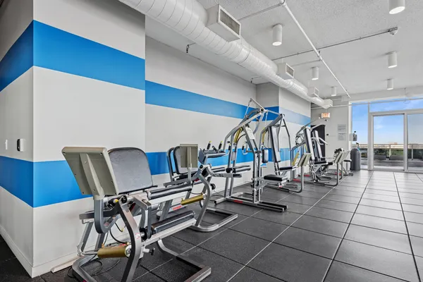 a view of a room with gym equipment