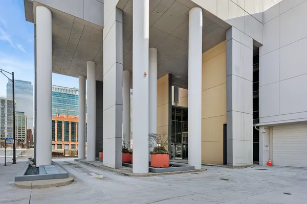 a view of the entrance door of the building