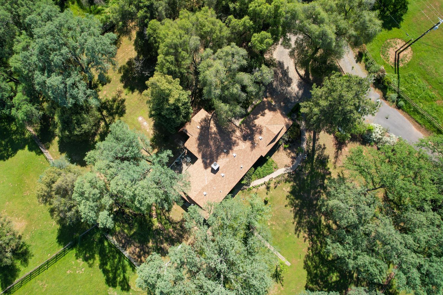 3840 Greenstone Road Placerville, CA 95667 - Photo 40 of 49 an aerial view of residential house with outdoor space and trees all around