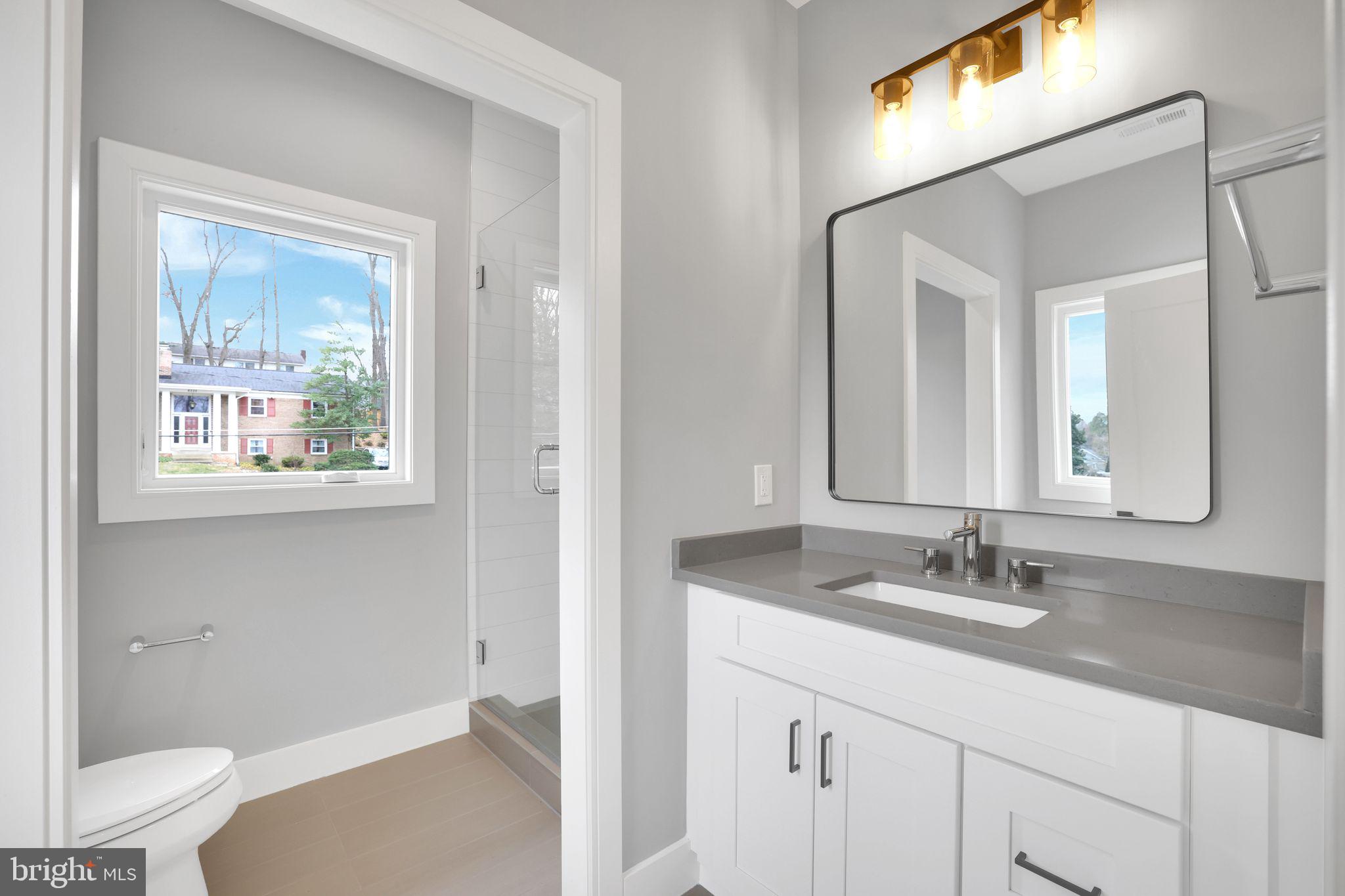 6226 Kellogg Drive McLean, VA 22101 - Photo 49 of 89 a bathroom with a sink a toilet and a mirror