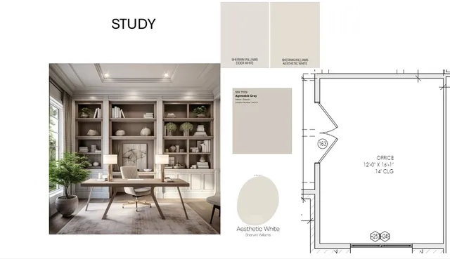 an empty room with entrance and windows