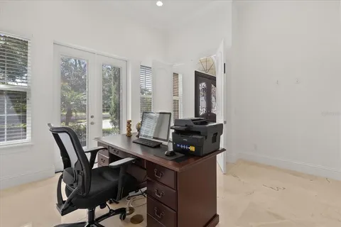 a view of a building with a street