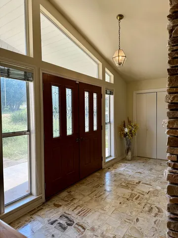 a view of a porch with a plants