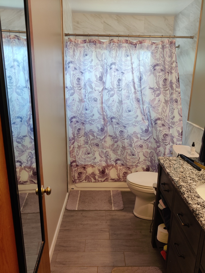 1681 Boulder Ridge Drive Bolingbrook, IL 60490 - Photo 17 of 17 a bathroom with a granite countertop sink a toilet and a mirror