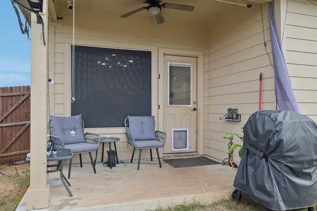 a view of yard with trampoline