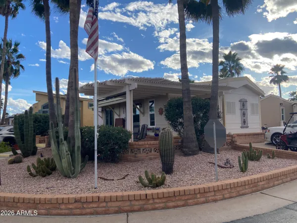 a view of a house with a patio