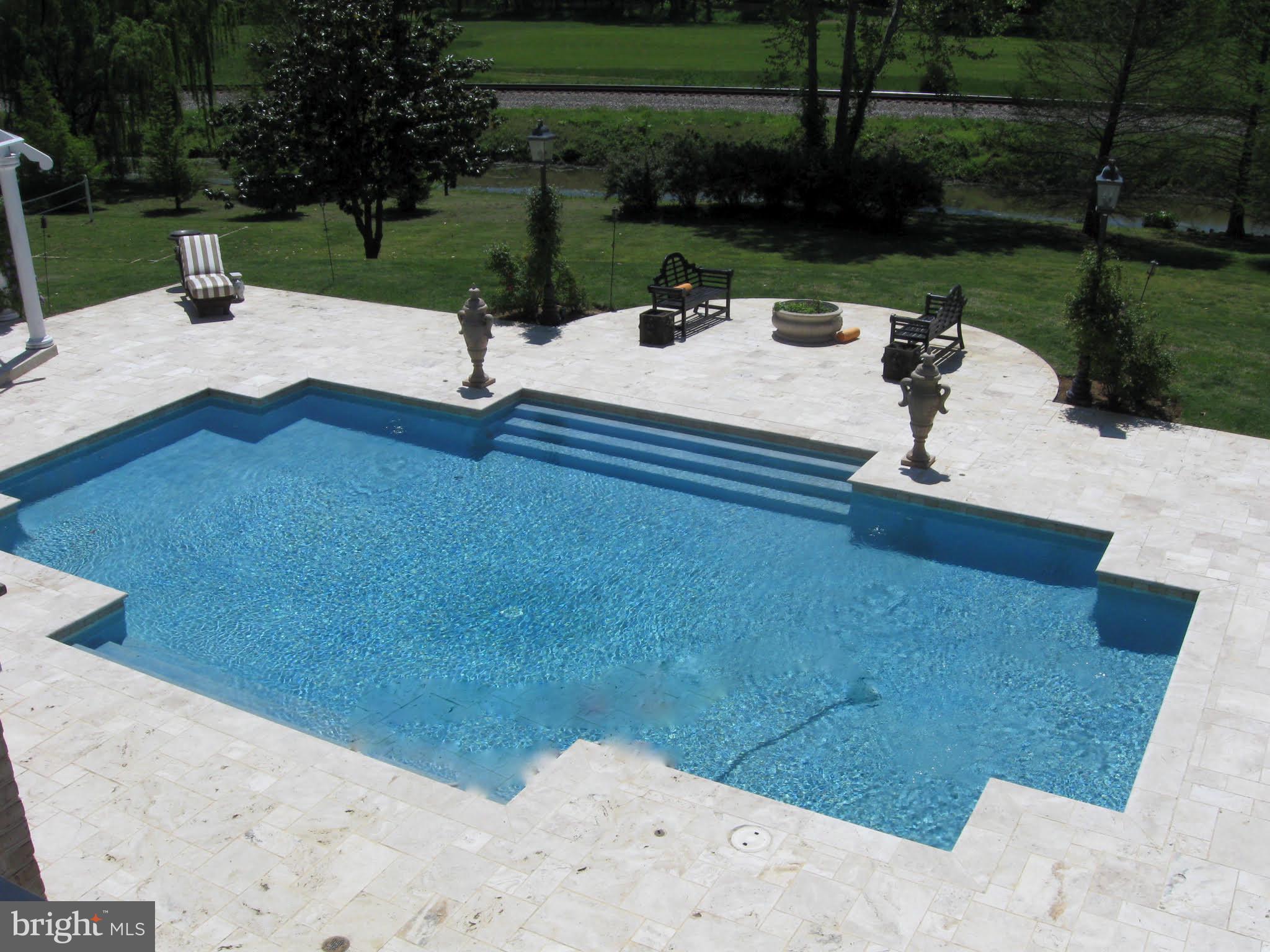 575 Lee Road Crozier, VA 23039 - Photo 12 of 45 White travertine pool deck with saline system