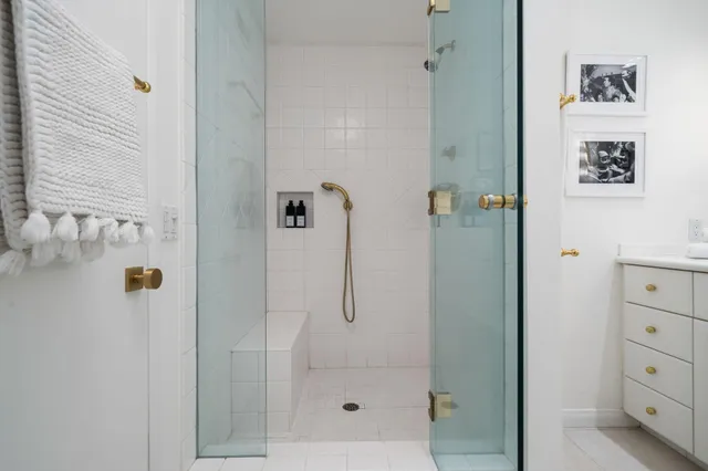 a bathroom with a shower