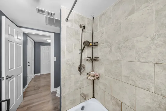 a bathroom with a shower