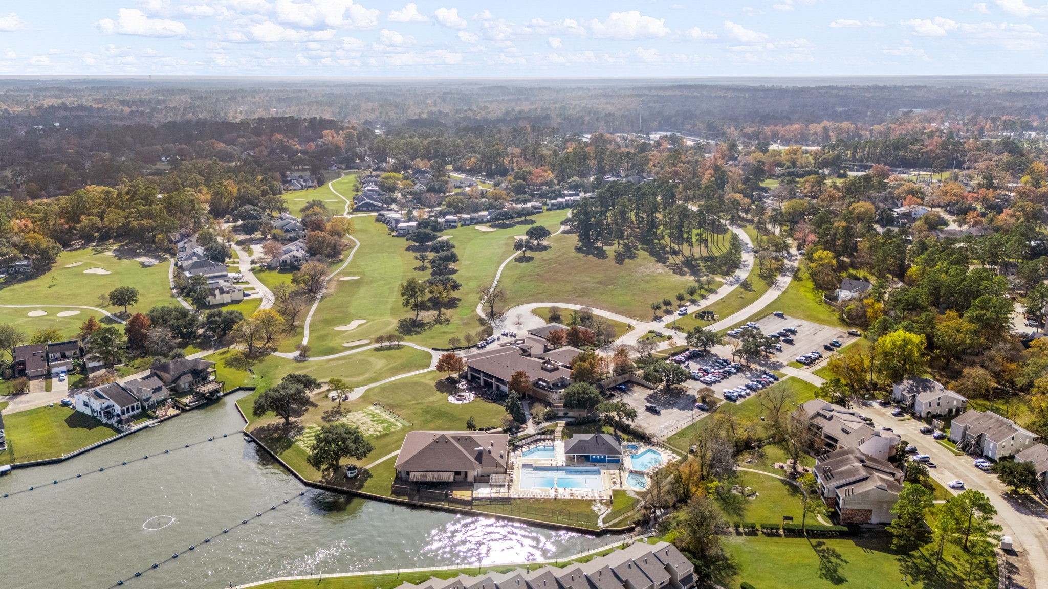 86 Dawns Edge Conroe, TX 77356 - Photo 47 of 50 an aerial view of a house with a lake view