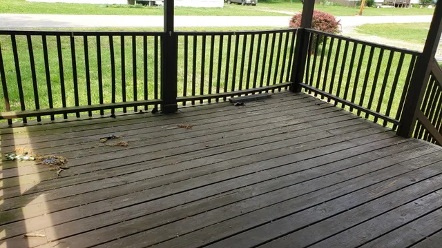a view of wooden balcony