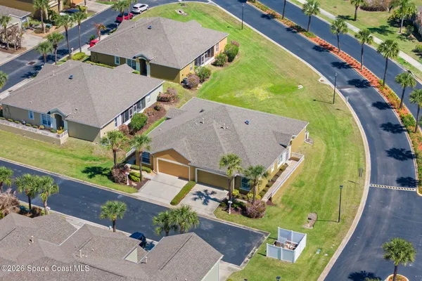 an aerial view of a house