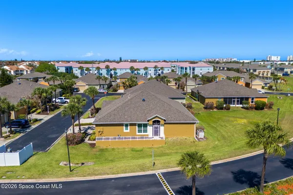 an aerial view of a house