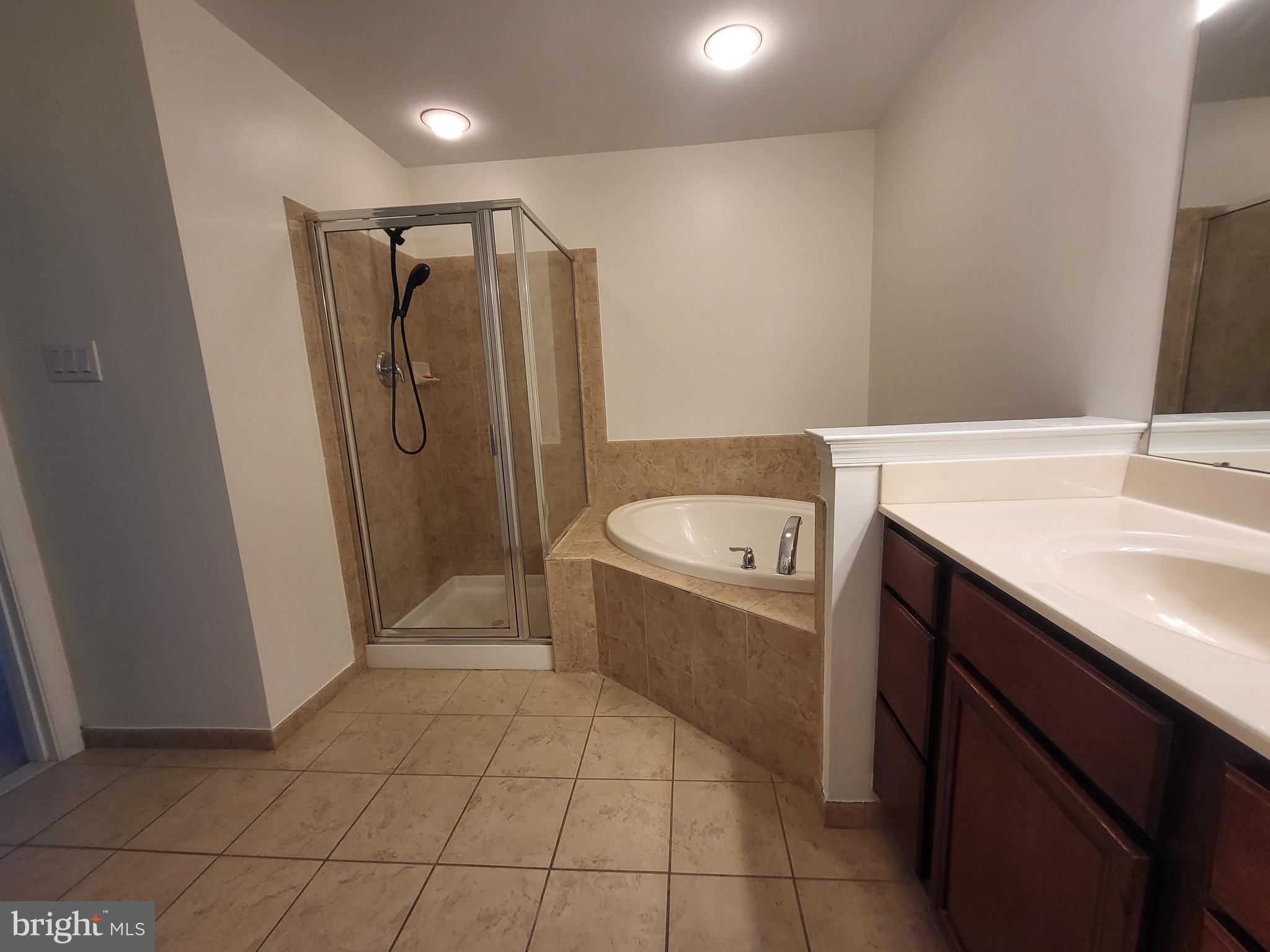 284 Flagstone Road, Unit 5 Chester Springs, PA 19425 - Photo 16 of 25 a bathroom with a granite countertop sink a mirror and a bathtub