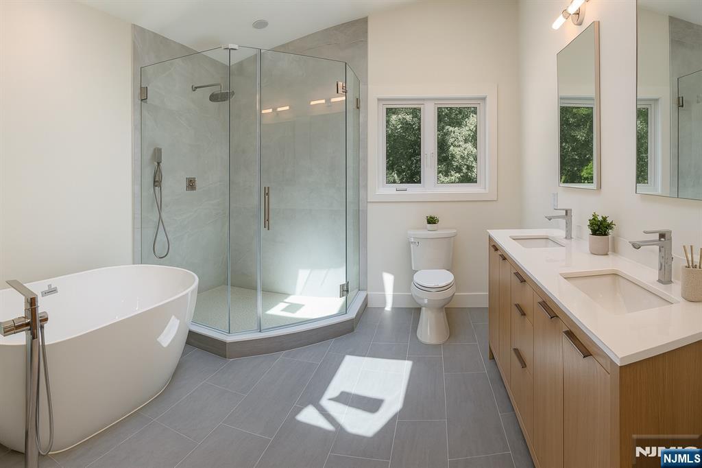 46 Overlook Road Alpine, NJ 07620 - Photo 8 of 18 a bathroom with a double vanity sink toilet and shower