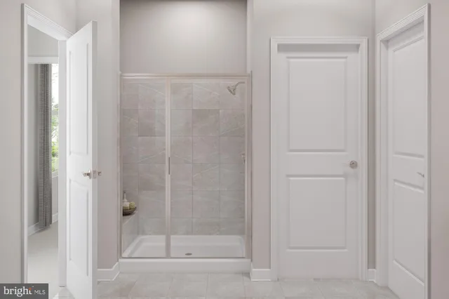 a bathroom with a bathtub