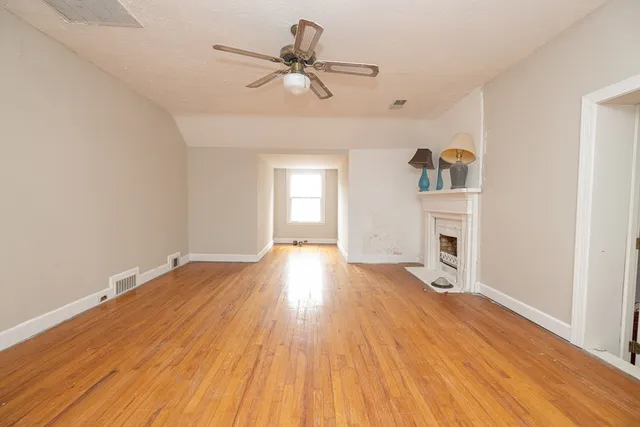 an empty room with windows