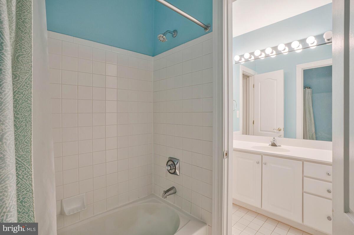 502 Seneca Knoll Court Great Falls, VA 22066 - Photo 26 of 56 a bathroom with a bathtub a sink a vanity a lamp and a mirror