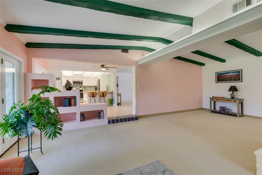 4087 Pleasant Road Las Vegas, NV 89108 - Photo 37 of 74 Unfurnished living room featuring carpet floors and ceiling fan