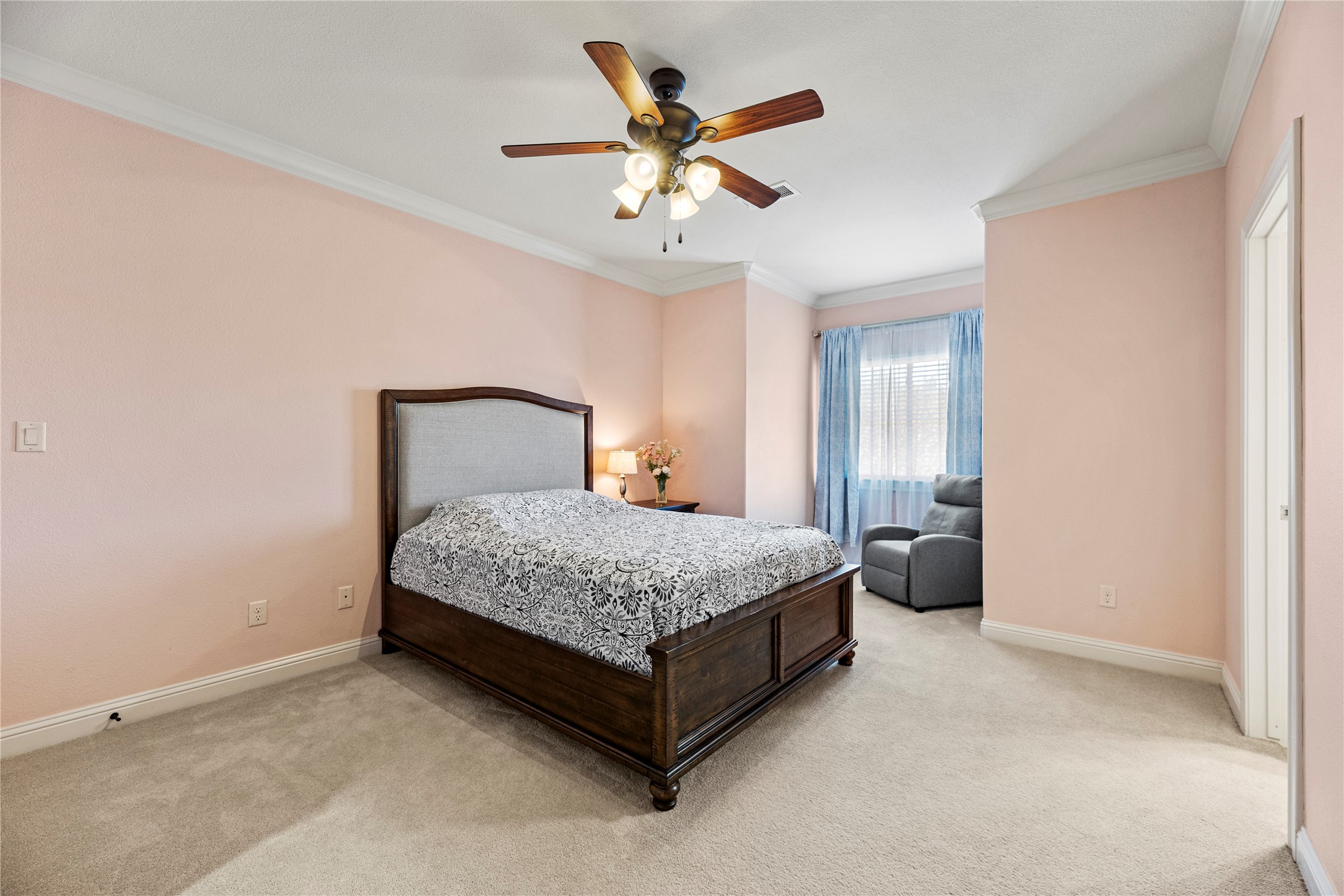 3550 Windrose Drive Beaumont, TX 77706 - Photo 43 of 50 Large upstairs bedroom with private en-suite bath (not pictured), shared access with the media room — ideal for guests or multi-generational living.