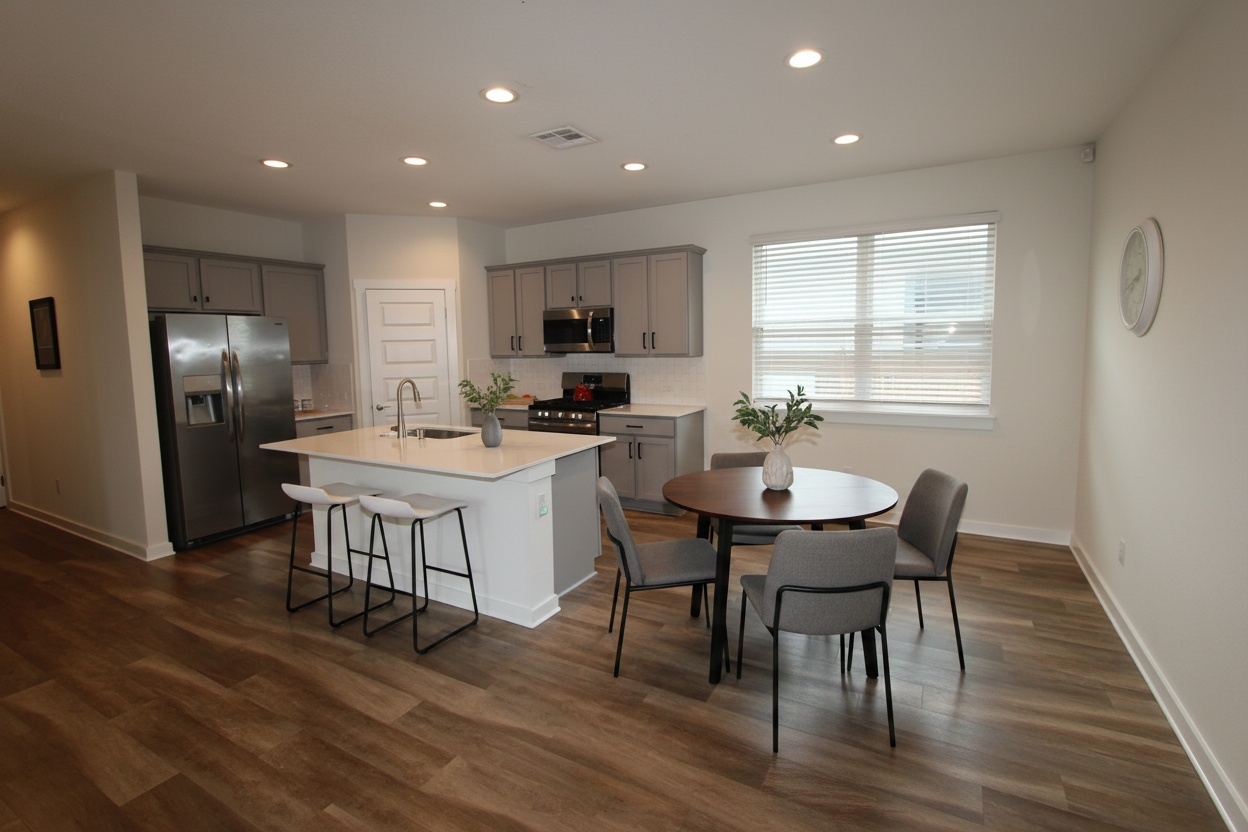 100 Century Plant Road Leander, TX 78641 - Photo 9 of 36 A contemporary kitchen and dining area provides a perfect gathering space for daily living.
