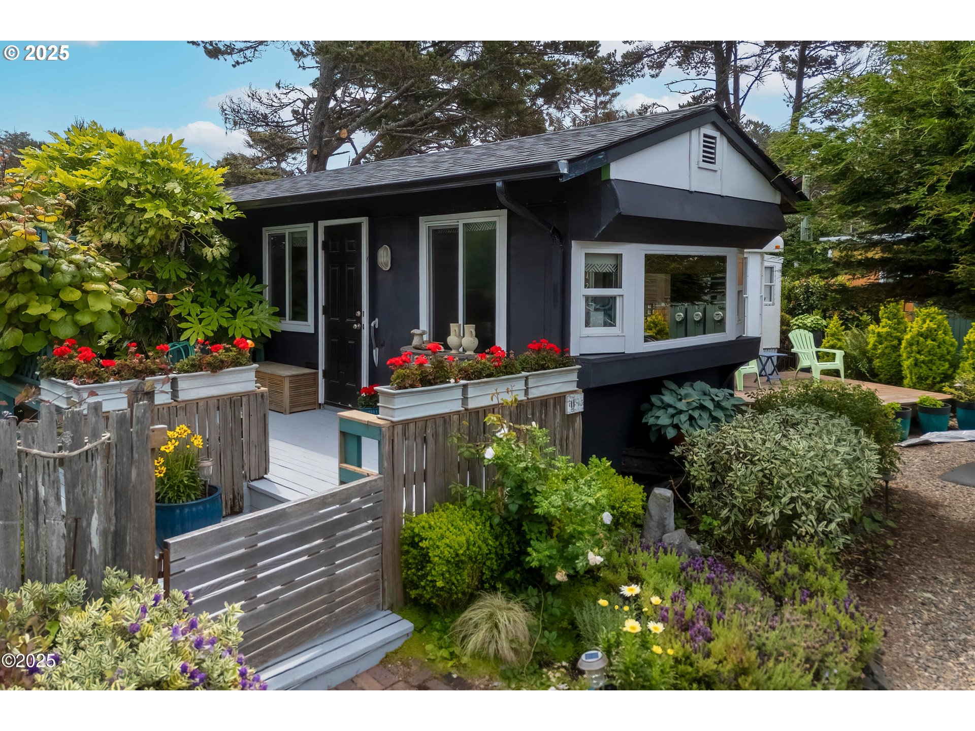 front view of a house with an outdoor space