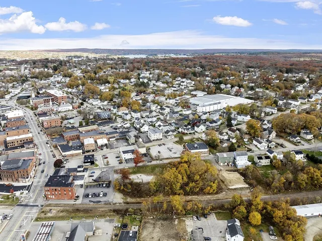 an aerial view of residential building with parking space