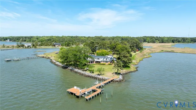 a view of a lake with a yard