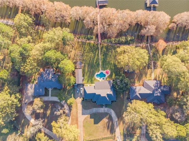 an aerial view of residential building with parking space