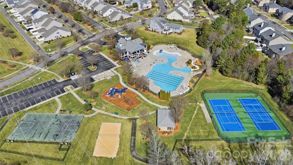 an aerial view of a house