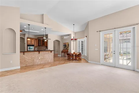 a view of a livingroom with furniture and a fireplace