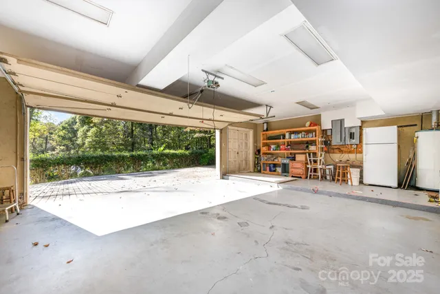 a view of a garage with furniture