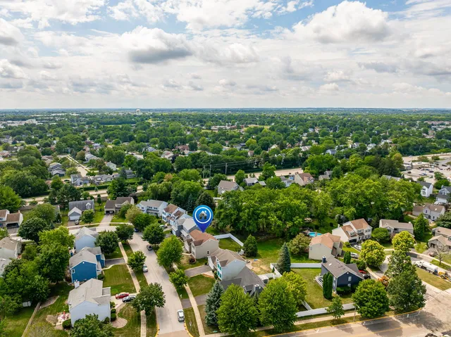 an aerial view of multiple house