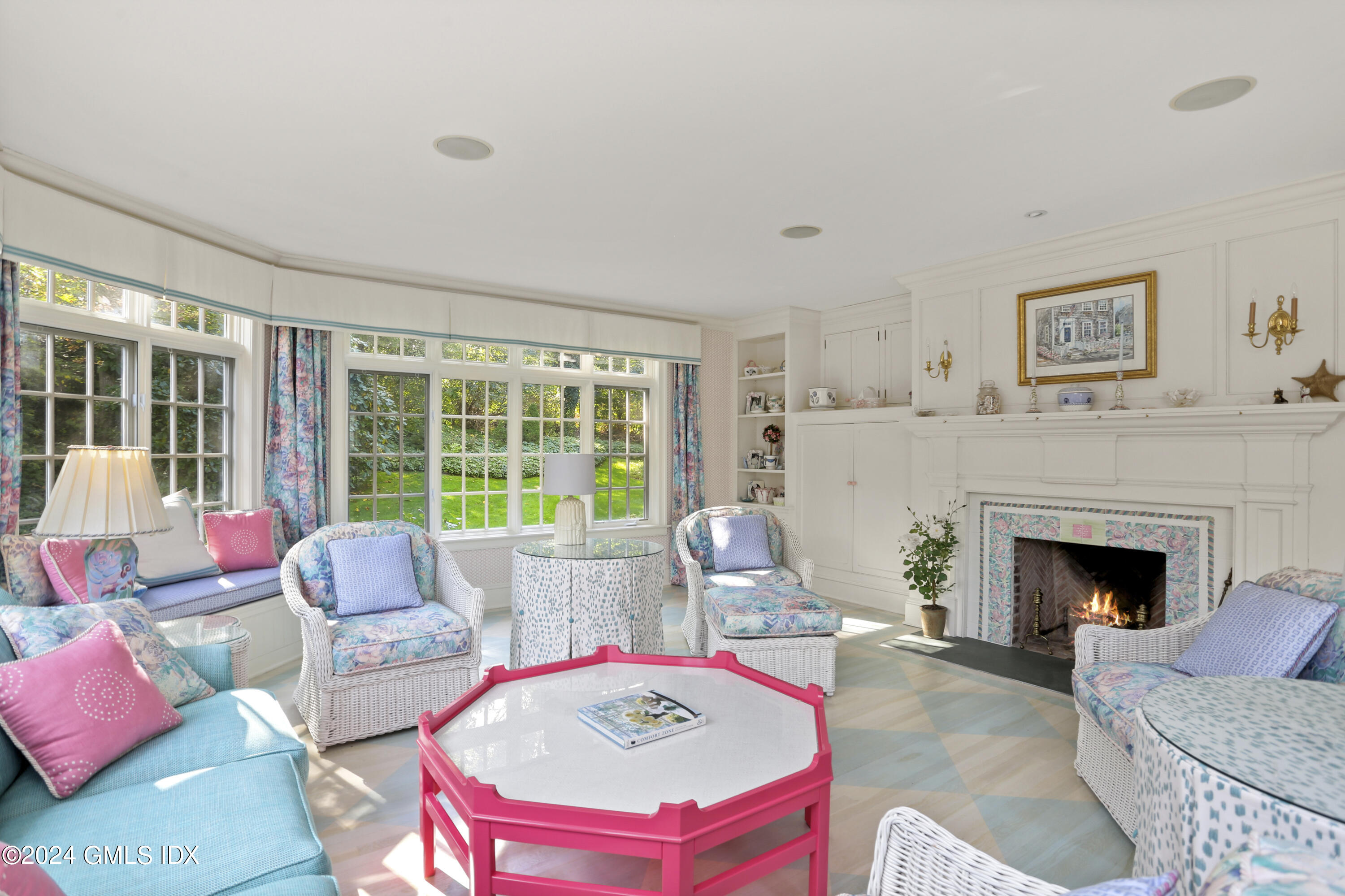 100 Pecksland Road Greenwich, CT 06831 - Photo 10 of 36 Sunroom with Fireplace