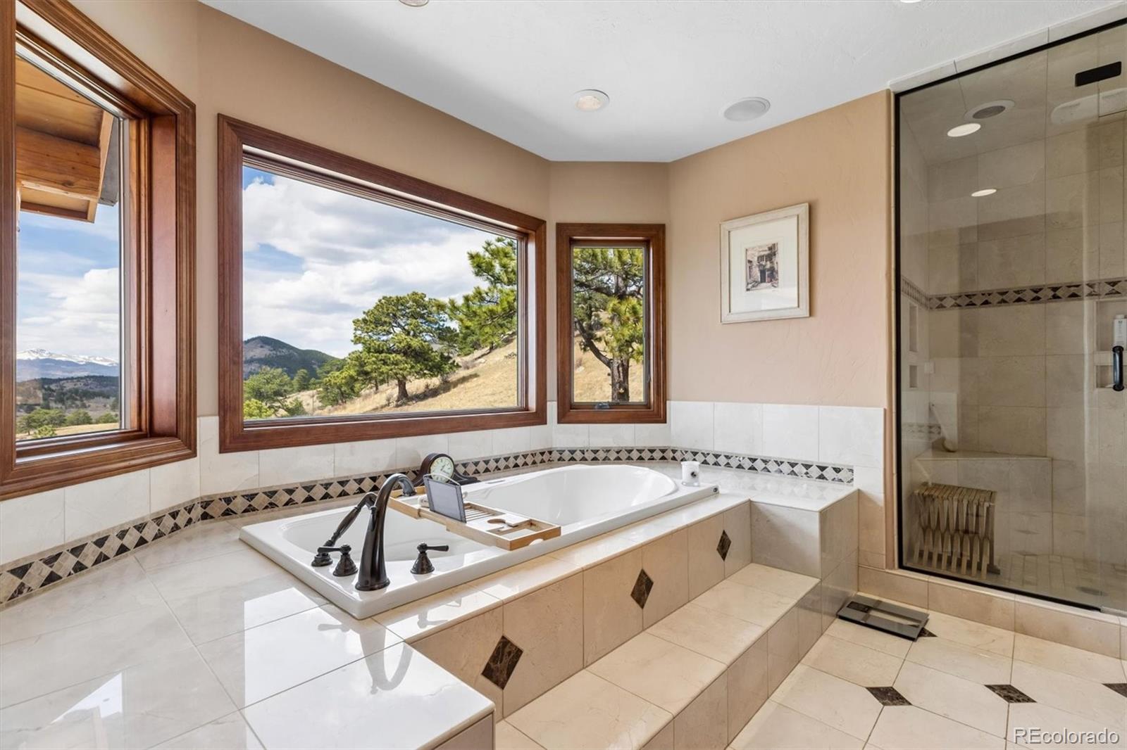 401 Raptor Point Golden, CO 80403 - Photo 28 of 48 a bathroom with a tub a sink and a large window