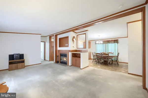 a view of livingroom with furniture and a fireplace