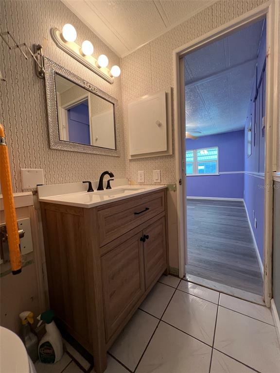 6528 Roosevelt Drive Port Richey, FL 34668 - Photo 27 of 42 a bathroom with a sink and a mirror