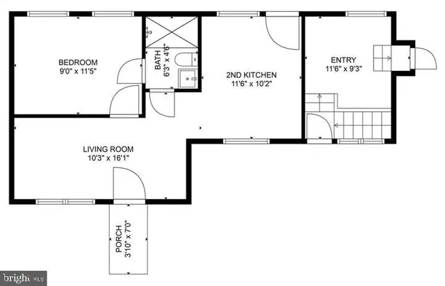 a picture of a room with a white wall and a picture