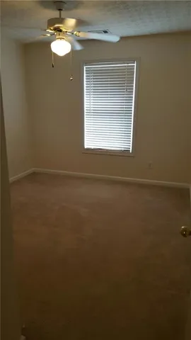 a view of a small space with a window