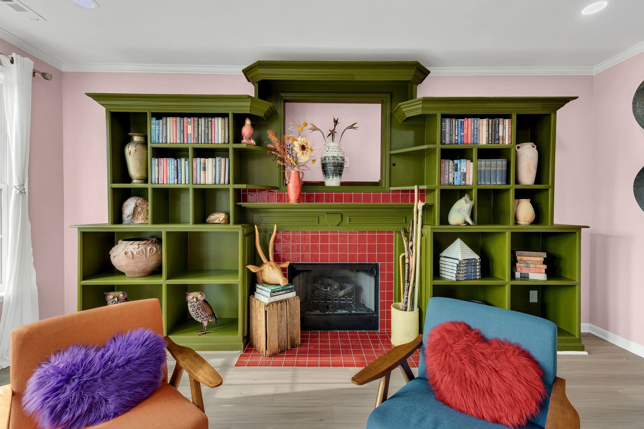 1726 Splash Place Murfreesboro, TN 37130 - Photo 9 of 42 a living room with furniture a bookshelf and a fireplace
