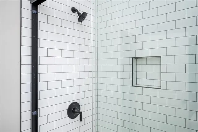 a view of small space with racks on the wall