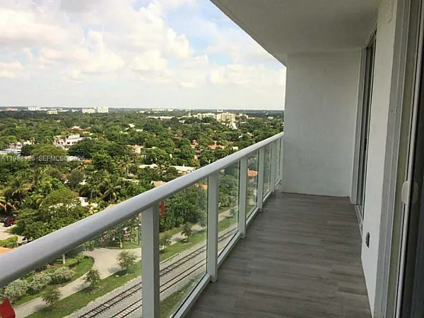 a view of city and balcony
