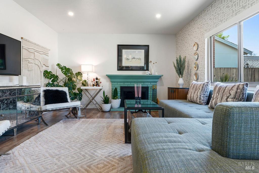 8633 Lancaster Drive Rohnert Park, CA 94928 - Photo 14 of 67 Step down family room gives added height. Farrow and Ball geometric wallpaper